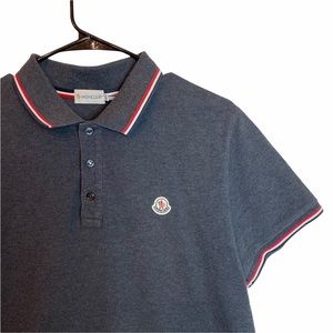 Moncler Tricolor Striped Polo Shirt Grey Men's Size XL